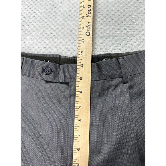 JoS. A. Banks Pants Mens 36 Reg Pinstripe Gunmetal Grey Pleats Wool Dress Work - Picture 15 of 16